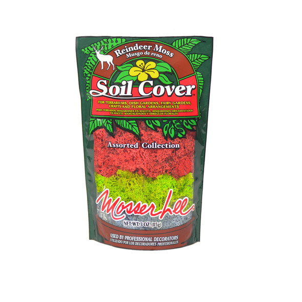 Mosser Lee Reindeer Moss Assorted 3 oz - Organic Decorative Soil Cover for All-Purpose Use