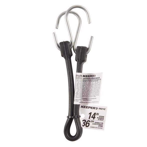 Keeper 14-Inch Black Tarp Strap with Hook and UV Protection