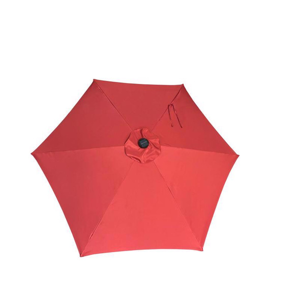 Living Accents Solar LED Market Umbrella with Brick Red Canopy, 9 ft Diameter