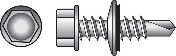 HILLMAN Self-Drilling Screws No. 12, 1-1/2 inch, Zinc-Plated Steel, Box of 100