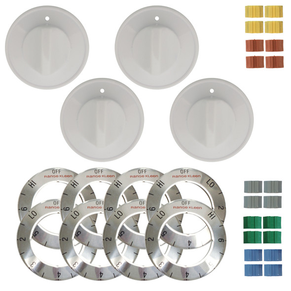 Range Kleen Part Number 8134 White Replacement Knob Kit for Electric Ranges, Pack of 4