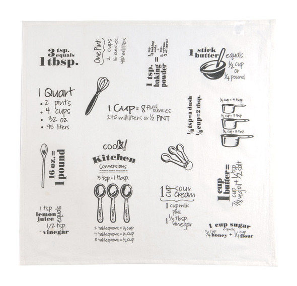 Kay Dee Flour Sack Towel - Graphite 26 x 26 inches, Cotton Kitchen Textile for Conversions & Equivalents