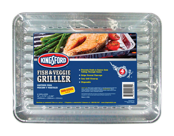 Kingsford Grill Pan 16x12-Inch Set of 4 – Non-Stick Aluminum Cooking Pans with Heat-Resistant Handles
