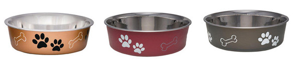 Loving Pets Dog Medium Pet Bowl with Bones and Paw Prints Design