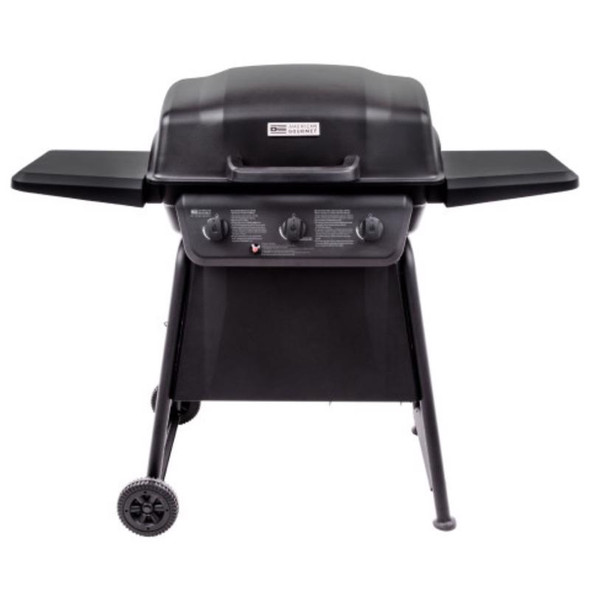 American Gourmet LP Classic 360 3-Burner Gas Grill with Side Shelves and Porcelain Coated Cooking Grates