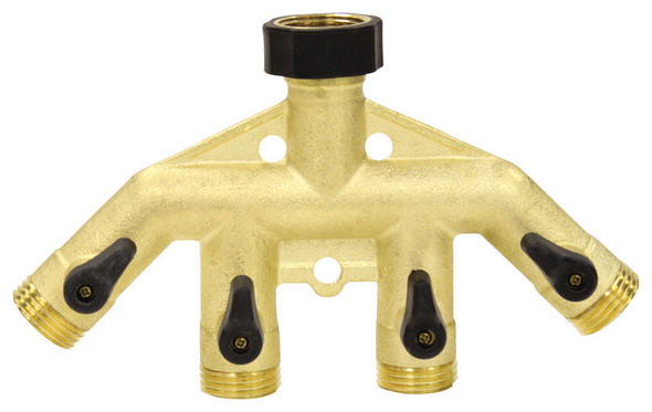 Gilmour 4-Way Brass Shut-Off Valve with 3/4-Inch Male Threaded Connection