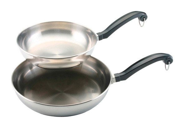 Farberware Classic Series Stainless Steel Skillet Set - 8 & 10 Inch Nonstick Cookware with Heat-Resistant Handles