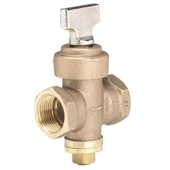 Homewerks Ground Key Stop and Drain Valve 1 Inch FIP Bronze - Lead-Free, Quarter Turn, for Potable Water, Oil, or Air Applications
