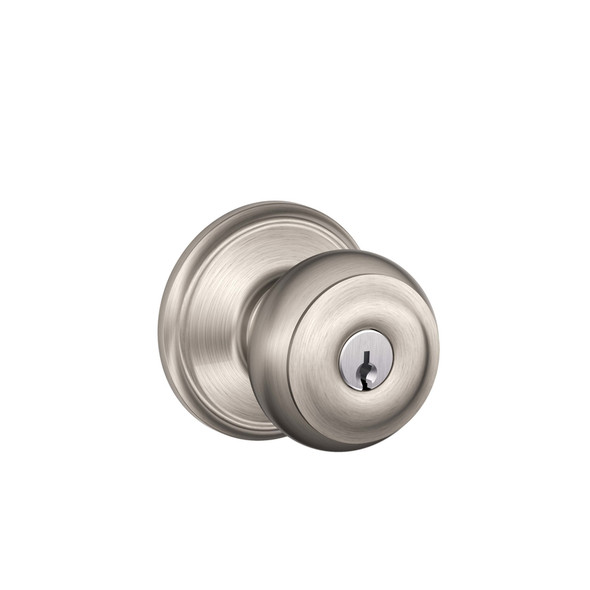 Schlage F51AGEO619 Entry Georgian Satin Nickel Lockset - Commercial and Residential Use