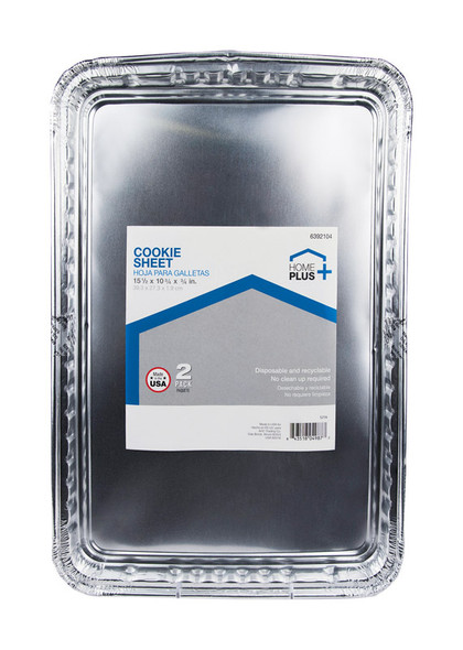 Home Plus Durable Foil Cookie Sheets, 15.5 x 10.75 Inches, Pack of 2