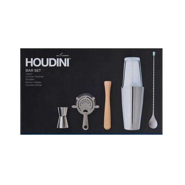 Houdini Stainless Steel Bar Tool Set, 6-Piece Assorted Barware