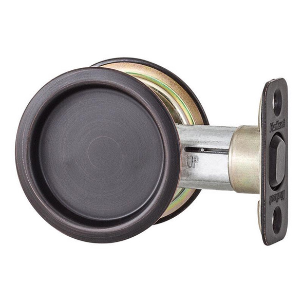 Kwikset Pocket Door Lock with Oil Rubbed Bronze Finish, Model 93340-044