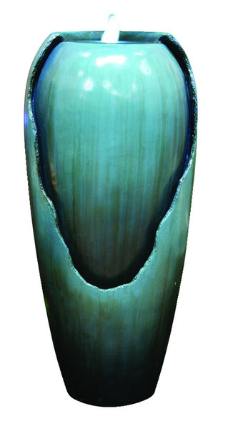 Alpine LED Jar Fountain 32"H - Outdoor Decor with Blue Light and Pump Included
