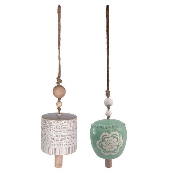 Meadow Creek Ceramic Bell Chimes - 18-Inch Multi-Color Outdoor Decor