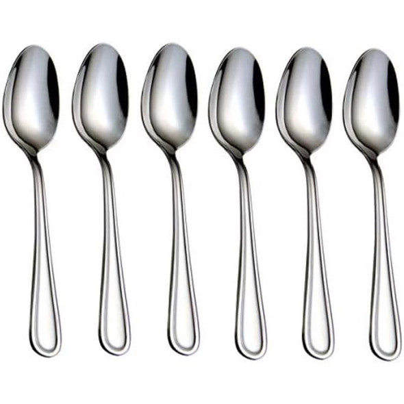 Cambridge Malibu Stainless Steel Teaspoon Set - 6 Pack, Dishwasher Safe, Silver Finish