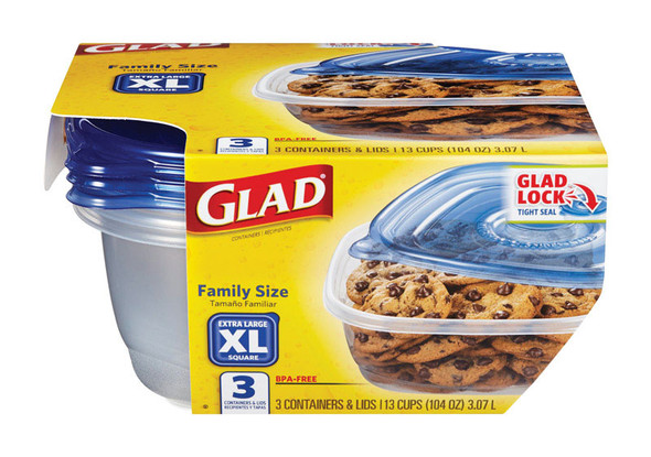Gladware Family Size 6-Pack Food Storage Containers with Blue Lids, 104 oz, Microwave & Dishwasher Safe