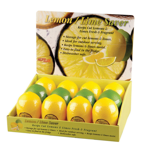 Hutzler Lemon/Lime Saver - Yellow and Green Kitchen Gadget for Fresh Citrus Storage