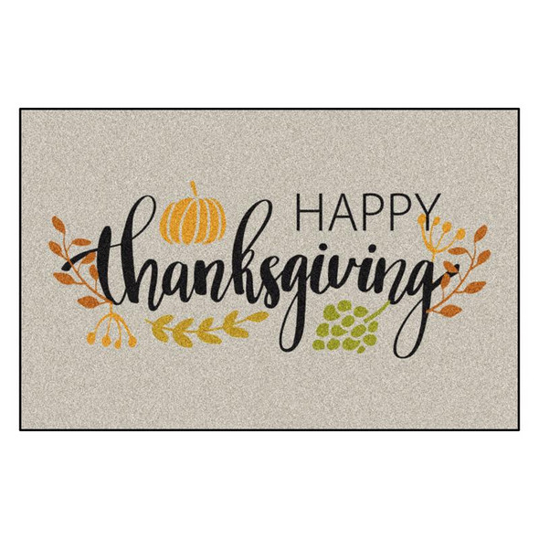 FANMATS Happy Thanksgiving Indoor Door Mat - 2 ft. x 3 ft. Nylon with Non-Slip Latex Backing