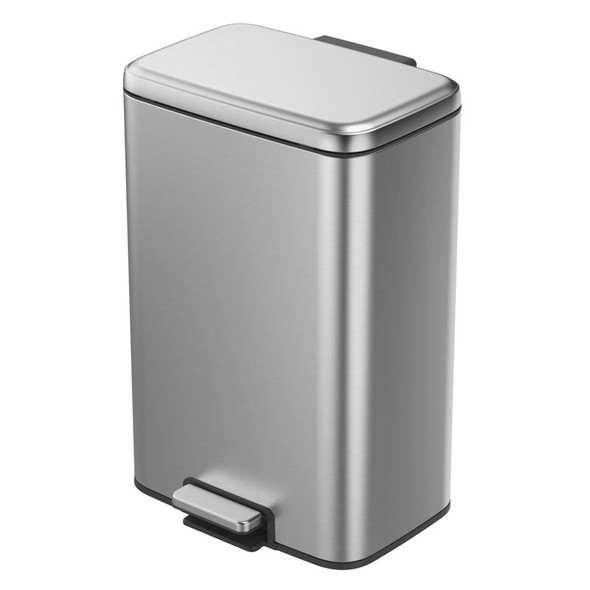 EKO Maxwell 50L Stainless Steel Trash Can with Step Pedal and Lid - Silver