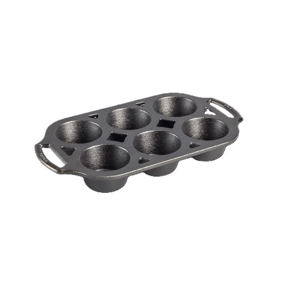 Lodge Cast Iron Muffin Pan with Lid – 12-Cup Nonstick Bakeware in Gray