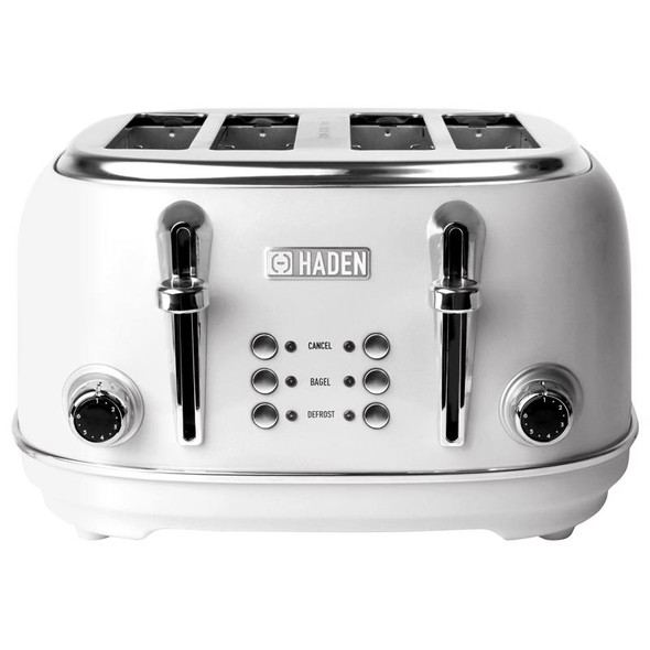 Haden Heritage 75013 Stainless Steel 4-Slot Toaster with White Finish