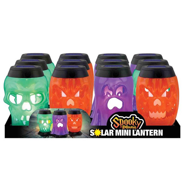 Magic Seasons Halloween Lantern with Ghost and Pumpkin Motifs - Solar Powered Decorative Light