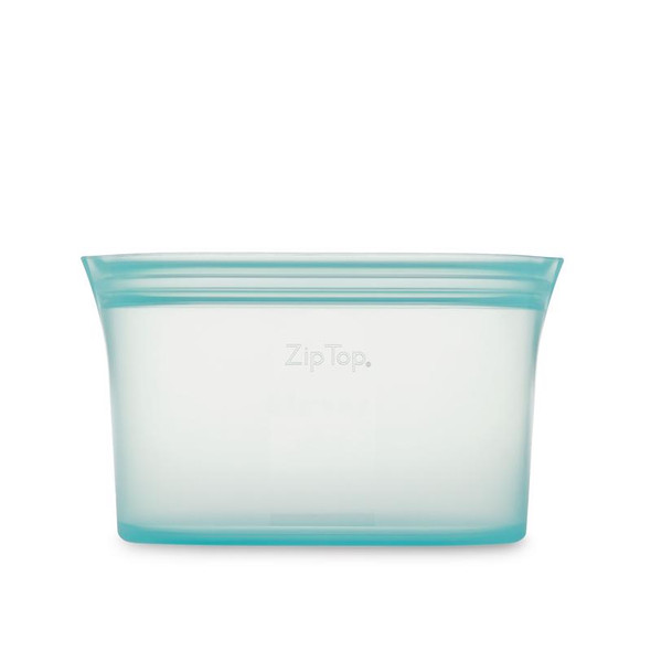 Zip Top Food Storage Container in Teal, 24 oz - Silicone, Microwave & Freezer Safe