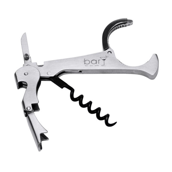 BarY3 Waiter's Corkscrew Stainless Steel with Black and Silver Finish
