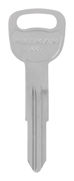 Hillman Automotive Brass Key Blank for Kia - Model KK-5, Traditional Double-Sided Silver Key