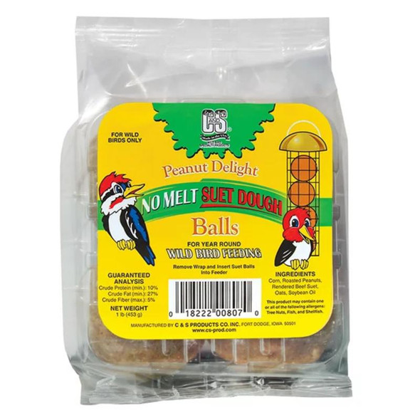 C&S Products Peanut Delight Dough Bird Food - 1.05 lb Suet Balls for All Wild Birds