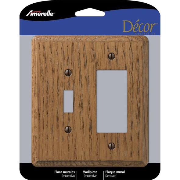 Amerelle Wall Plate 2-Gang Brown Toggle Wall Plate – Wood Finish, Square Design