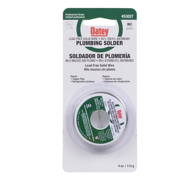 Oatey Plumbing Solder 4 oz Tin/Antimony Lead-Free Alloy for Electrical and Plumbing Applications