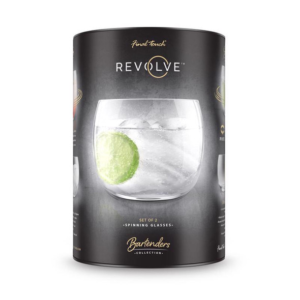 Final Touch Revolve Clear Glass Cocktail Set (2 Pack) – Elegant Drinking Glasses for Entertaining