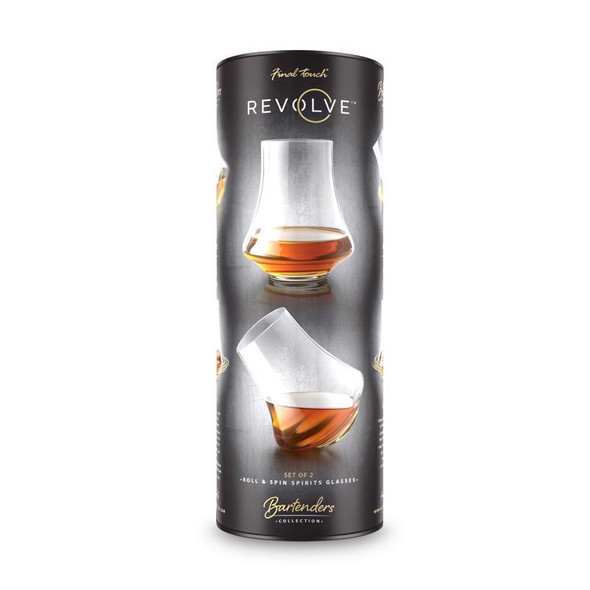 Final Touch Revolve Whiskey Glasses Set, 6.5 oz, 2-Pack - Elegant Crystal Drinkware for Fine Spirits