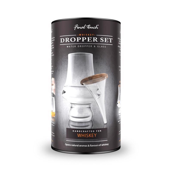 Final Touch Whiskey Dropper Set 2-Piece, Glass and Silicone, 6.5 oz, Clear