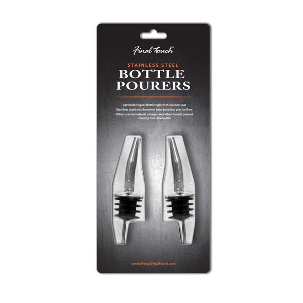 Final Touch Stainless Steel and Silicone Bottle Pourer Set – 2 Pack