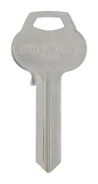 Hillman Universal Key Blank RU101 - Traditional Brass House and Office Key for Commercial and Residential Use
