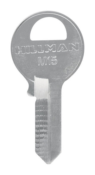 Hillman M-15 Master Padlock Brass Key Blank - Traditional Single-Sided Key for Master Locks