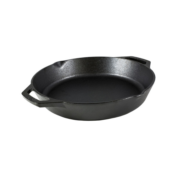 Lodge 12-Inch Black Cast Iron Dual Handle Pan - Heavy Duty Cooking Skillet