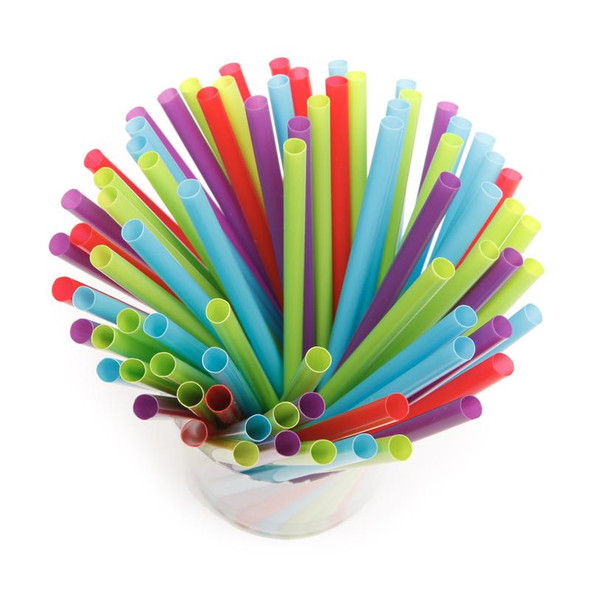 Kolorae Drinking Straws Assorted Colors, 200 Pack - Durable Plastic, Microwave Safe