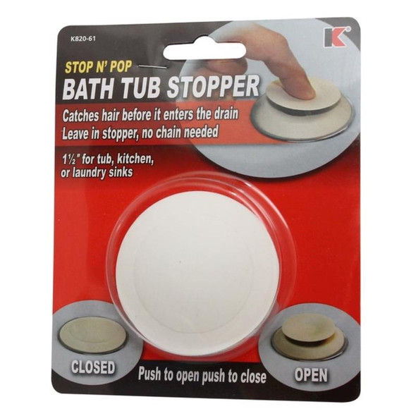 KeeneY K820-61 White Rubber Tub Stopper, 1-1/2 inch diameter
