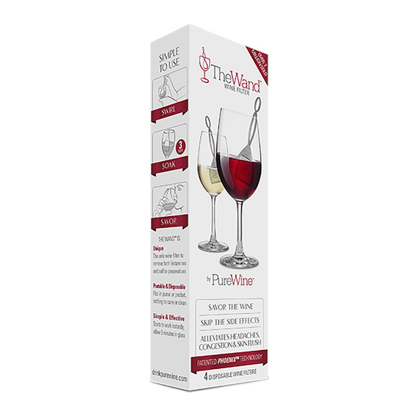 PureWine The Wand 4-Pack Stainless Steel Wine Filter Set