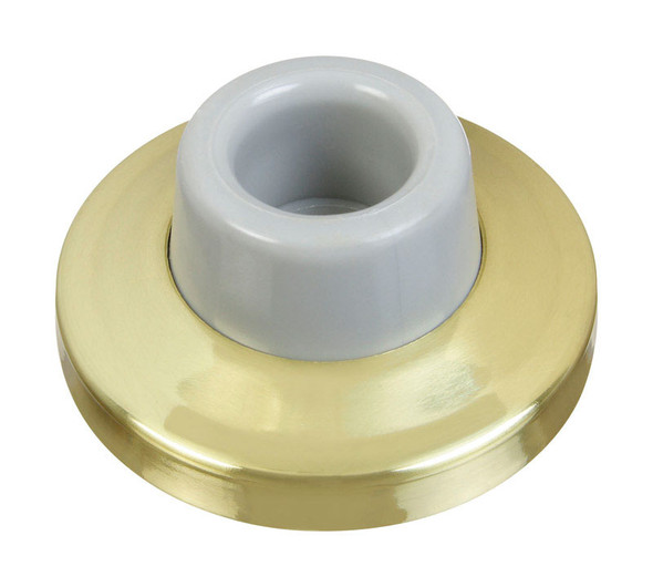 National Hardware Wall Door Stop SB LRG - Bright Gold Finish, Solid Brass with Rubber Bumper