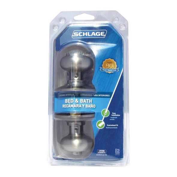 Schlage Privacy Knob Plymouth Satin Nickel F40VPLY619 – Commercial and Residential Door Lock
