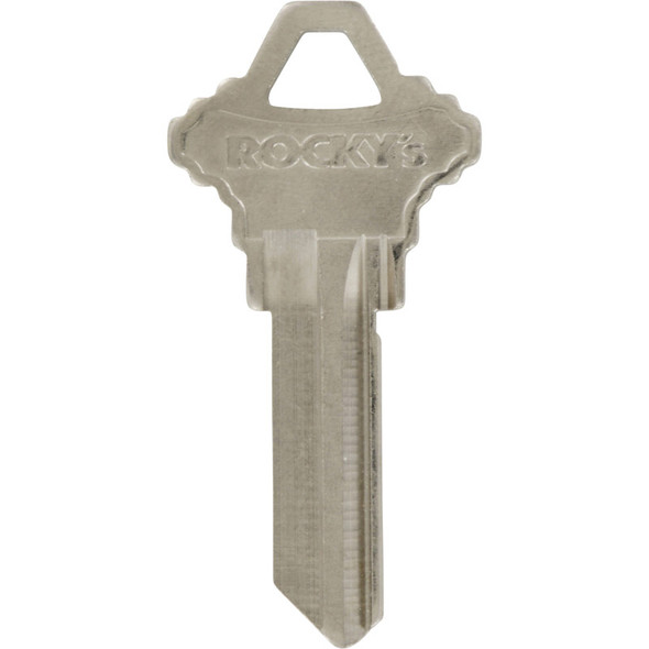HILLMAN Key Blank for Schlage Locks - Rocky Model, Brass, Traditional Silver Finish