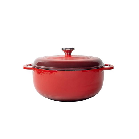 Lodge 6 Quart Red Cast Iron Dutch Oven with Heat-Resistant Handles