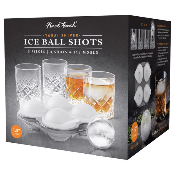 Final Touch Yarai Shot Glass Set with 2.5 oz Capacity - Clear Glass Barware