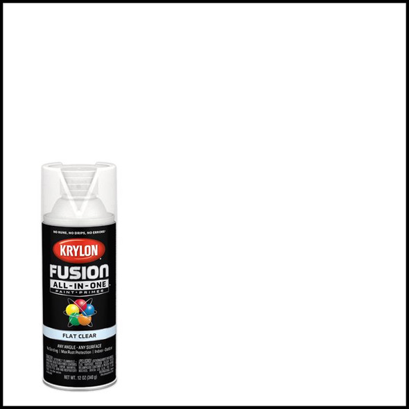 Krylon Fusion All-In-One Clear Spray Paint, 12 oz - Flat Finish, Indoor & Outdoor Use