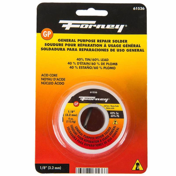 Forney ACD Cre Solder Wire 40/60 Acid Core Tin-Lead, 0.13 in Diameter, 4 oz Container