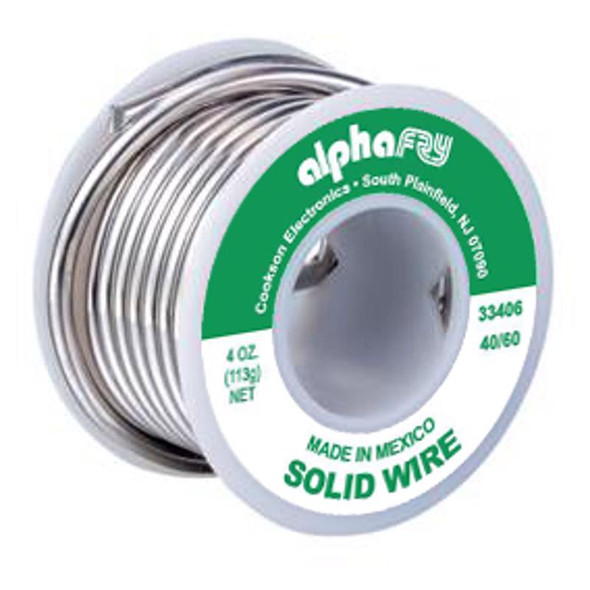Alpha Fry Solid Wire Solder 40/60 - 1 lb. Leaded Tin/Lead Alloy for Electrical Applications